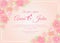 Wedding card - sakura flower frame on soft pink background vector template design