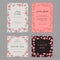 Wedding card set with flower. Grey, pink and black color.