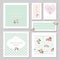 Wedding card templates set. Decorated with roses.