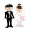 Wedding - cartoon bride and groom