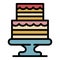 Wedding ceremony cake icon color outline vector