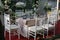 Wedding ceremony table with an outdoor wedding concept where the groom makes his wedding vows