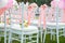 Wedding chair decorated with flowers.