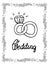 Wedding coloring page isolated with line art wreath