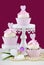Wedding concept cupcakes on marsala background.