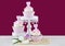 Wedding concept cupcakes on marsala background.