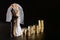 Wedding couple figurine and golden coins