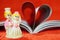 Wedding couple model and heart book