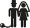 Wedding Couple pictogram man with shackle and iron ball