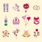 Wedding couple relationship marriage nuptial icons design ceremony celebration and holliday folk icons beauty hand drawn