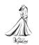 Wedding couple silhouette Vector line art. Beautiful bride and groom. Template for design cards
