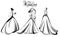 Wedding couple silhouette Vector line art. Beautiful brides, long dresses . Template for design cards