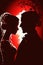 Wedding Couple Silhoutte sun lights red