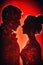 Wedding Couple Silhoutte sun lights red