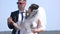 Wedding couple in sunglasses.