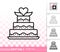 Wedding cream cake simple black line vector icon