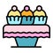 Wedding cupcake icon vector flat