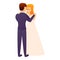 Wedding dancing icon, cartoon style