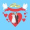 Wedding Day Concept Couple in Ruddy Big Heart