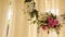 Wedding decor flower bouquets and compositions. Holiday floristics of white and pink roses