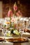 Wedding decor table setting and flowers