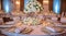 wedding designed table setting, wedding scene, wedding table, bright colored wedding scene, wedding table