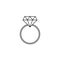 Wedding diamond ring line icon, engagement ring