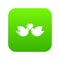 Wedding doves heart icon green vector