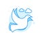 Wedding Doves or Pigeons Flat Vector Icon, Symbol, Pictogram, Sign. Light Blue Monochrome Design. Editable Stroke