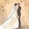 Wedding drawing illustration with elegant colors