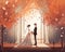 Wedding drawing illustration with elegant colors