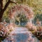 Wedding dreams park ceremony, blooming flowers, springtime enchantment