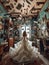 Wedding dress on the background of an old vintage interior.