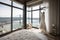 A Wedding Dress Hanging On A Hanger In A Luxurious Penthouse With A Private Terrace And Outdoor Fireplace. Generative AI