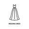 Wedding dress line flat icon. Evening long dress A-line silhouette