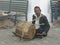 Wedding drummer at Kunjapuri Temple near Rishikesh India