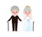 Wedding of elderly people concept. Senior man and woman in love.  Cute old couple valentine day. Golden wedding  isolated