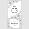 Wedding escort and table number card template with sketch of dahlia flower