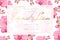 Wedding event invitation card template. Rectangular border frame decorated with bright pink orchid phalaenopsis flowers.