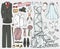 Wedding fashion.Doodle bride,groom dress,clothing set