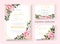 Wedding floral golden invitation card save the date design with pink flowers roses