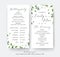 Wedding floral greenery ceremony and party program cards vector