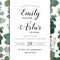 Wedding floral hand drawn invite invitation card design: Eucalyptus silver succulent cactus greenery natural leaves watercolor ru