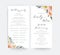 Wedding floral watercolor party ceremony program card design wit