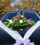 Wedding flowers on car