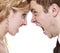 Wedding fury couple yelling, relationship difficulties