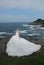 Wedding girl at cliff