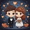 Wedding hand-drawn comic illustration. Wedding. Vector doodle style cartoon illustration