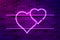 Wedding hearts glowing purple neon sign or LED strip light. Realistic vector illustration