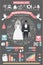 Wedding infographics set.Retro wedding clothing